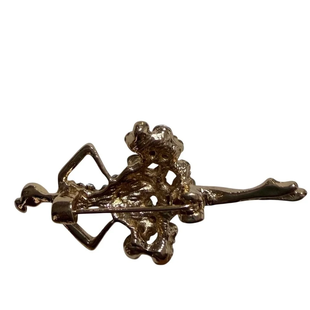 Vintage Gold Tone Ballerina Brooch Pin Rhinestone Ballet Dancer Recital Gift
